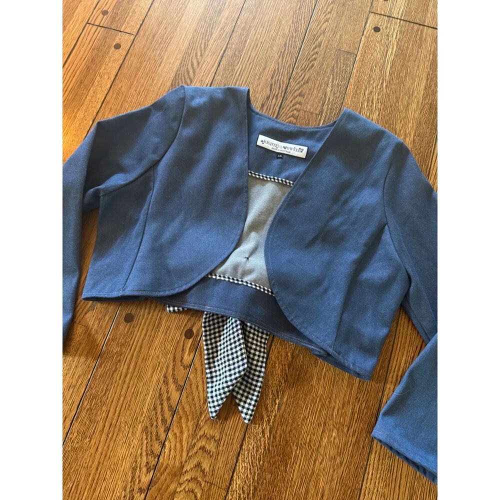 Rightful Owner Handmade Denim Bow Bolero Large L
